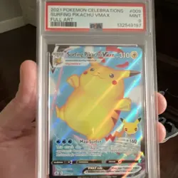 Pokemon Surfing Pikachu VMAX 009/025 Celebrations Full Art Holo Ultra Rare PSA 9 - Image 1