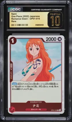 CGC 10 Pristine ENGLISH One Piece Nami OP01-016 Rare Romance Dawn - Image 1