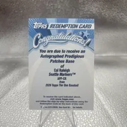 Topps Tier One Cal Raleigh #APP-CR Prodigious Patches Base Auto /10 - Image 1