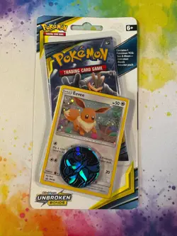 Pokemon TCG Sun & Moon Unbroken Bonds Blister Pack Eevee Holo Promo SM184 Coin - Image 1