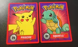 Pokemon Nintendo 1998 Vtg Betty Crocker Fruit Roll Up Pikachu/Squirtle Cards DMG - Image 1