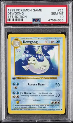 1999 POKEMON GAME 1ST ED #25 DEWGONG PSA 10 - Image 1