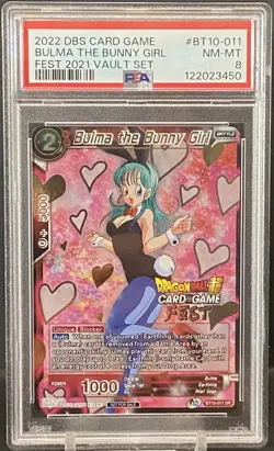 Dragon Ball Super Card Game Bulma The Bunny Girl 2021 Vault Fest Stamp PSA 8 - Image 1