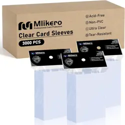 3000 Counts Card Sleeves, Clear Penny Sleeves for Trading 66×91MM, - Image 1