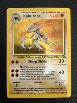 Pokemon Kabutops Holo Rare Card 9/62 Fossil Set, Unlimited 1999 WOTC TCG - Image 1