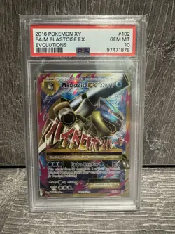 M Blastoise EX 102/108 PSA 10 XY Evolutions Mega Full Art Holo Rare Pokemon Card - Image 1