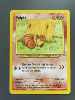 Pokemon TCG Vulpix Neo Destiny 91/105 Regular Unlimited Common - Image 1