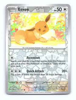 Eevee 135/167 Common Twilight Masquerade Pokemon Reverse Holo Near Mint - Image 1