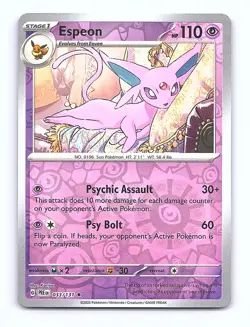 Espeon 033/131 Holo Rare Prismatic Evolutions Pokemon Reverse Holo Near Mint - Image 1
