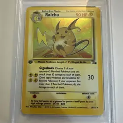 1999 POKEMON FOSSIL 1ST EDITION #14 RAICHU-HOLO PSA 8 - Image 2