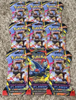 Pokemon TCG Phantasmal Flames Sleeved Booster Pack Lot of 9 Sealed - Image 1