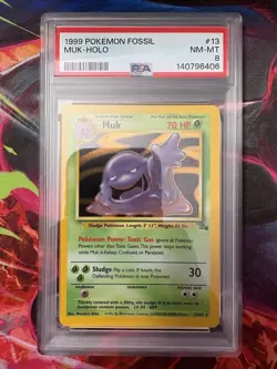 Wizards of the Coast 1999 Pokemon Fossil Muk Holo 13/62 PSA 8 Graded - Image 1