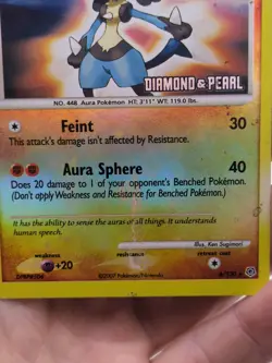 2007 Diamond and Pearl Lucario Reverse Holo Stamped 6/130 Pokemon - Image 3