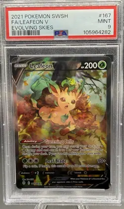 Pokemon TCG Evolving Skies Leafeon V 167/203 PSA 9 - Image 1