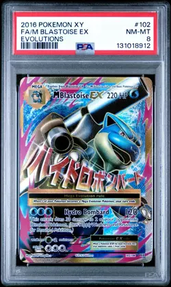 M Blastoise EX 102/108 PSA 8 Near Mint XY Evolutions Full Art Pokemon Card TCG - Image 1