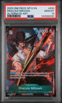 One Piece TCG OP12-030 DRACULE MIHAWK Alt Art Legacy Master English PSA 10 - Image 1