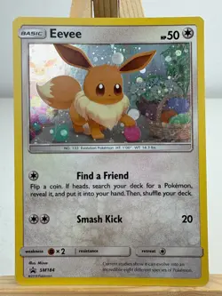 NM! Eevee SM184 Sun & Moon Cosmos Holo Black Star Promo Pokemon Card - Image 1