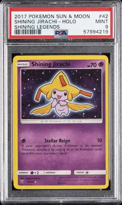 2017 POKEMON SUN & MOON SHINING LEGENDS #42 SHINING JIRACHI-HOLO PSA 9 - Image 1