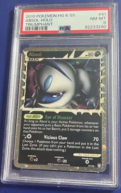 PSA 8 Absol 91/102 Prime Holo Triumphant Pokemon 2010 - Image 1