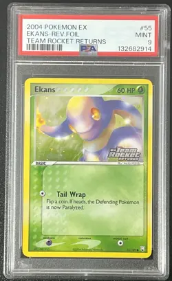 PSA 9 Ekans 55/109 ex Team Rocket Returns Reverse Holo Stamped Pokemon 2004 - Image 1