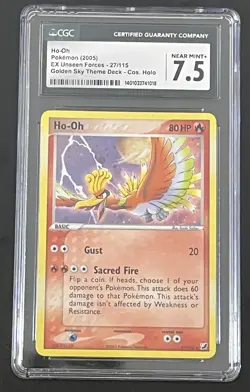 CGC 7.5 Ho-Oh 27/115 Golden Sky Deck Cosmos Holo Ex Unseen Forces Pokemon 2005 - Image 1