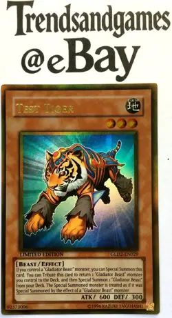 YUGIOH - TEST TIGER - GLD2-EN029 - LIMITED ED - GOLD RARE - NEAR MINT - GOLD 2 - Image 1
