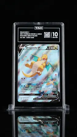 DRAGONITE V ALT ART UR HOLO 192/203 - 2021 ENG POKEMON EVOLVING SKIES TAG GEM 10 - Image 1
