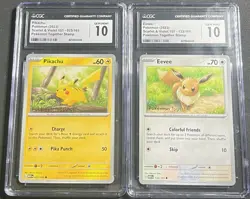 CGC 10 Eevee & Pikachu Pokemon Together Stamp Sequential Set - Image 1