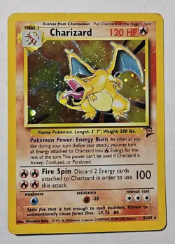 Charizard 004/130 Base Set 2 Holo Rare Pokemon Card SWIRL -- PLAYED - Image 1