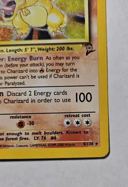 Charizard 004/130 Base Set 2 Holo Rare Pokemon Card SWIRL -- PLAYED - Image 4