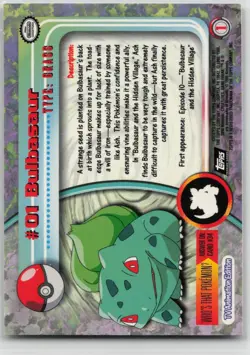 LP Bulbasaur #1 Topps Trading Cards Series 1 Pokemon 1999 - Image 2