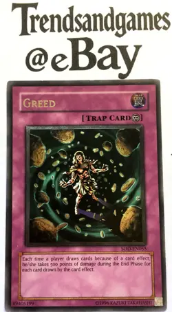 YUGIOH - GREED - SOD-EN055 - ULTIMATE RARE - NEAR MINT - SOUL OF THE DUELIST - Image 1