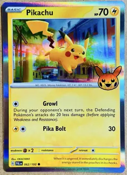 2023 POKEMON TRICK OR TRADE PIKACHU HOLO 062/193 NM HALLOWEEN STAMP ~ BOO! 👻 - Image 1