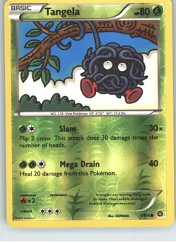 Tangela 1/114 Common Steam Siege Pokemon Reverse Holo Near Mint - Image 1
