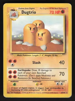 Dugtrio 19/102 Pokemon TCG Base Set HP - Image 1