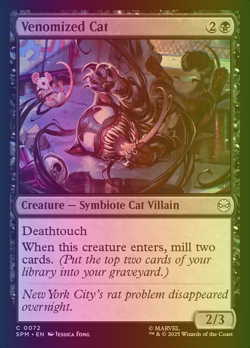 MTG #72 *FOIL* Venomized Cat Marvel's Spider-Man (SPM) NM Card - Image 1