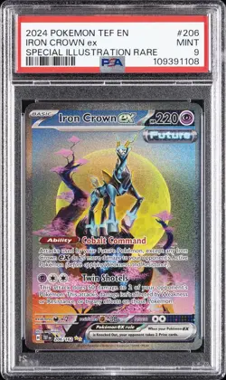 2024 POKEMON TEF EN-TEMPORAL FORCES #206 IRON CROWN EX PSA 9 - Image 1