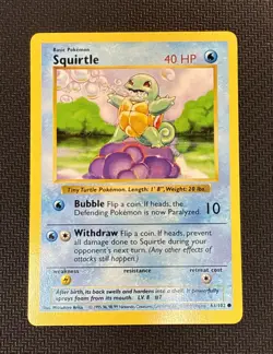 Pokemon TCG SQUIRTLE Base Set 63/102 Unlimited Common SHADOWLESS LP - Image 1