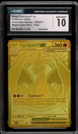 Pokemon Mega Charizard Y ex Ascended Heroes Mega Hyper Rare #294 CGC 10 Gem Mint - Image 1