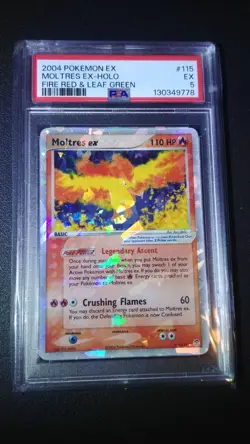 Pokemon / Moltres / Fire Red Leaf Green / Secret Rare / PSA 5 / 115-112 - Image 1