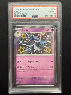 Pokemon TCG PSA 10 Gem Mint KIRLIA 154/091 PALDEAN FATES SHINY Rare - Image 1