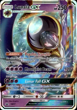Lunala GX - SM17 Holo Promo Sun & Moon Promo Pokemon Heavily Played - Image 1