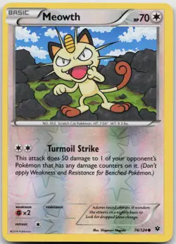 Meowth 74/124 Common Fates Collide Pokemon TCG Reverse Holo NM - Image 1
