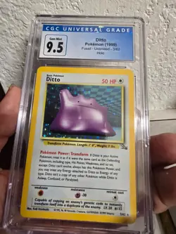 CGC Gem Mint 9.5/10 Pokemon Ditto Fossil Unlimited Holo Rare #3• POP 49 - Image 1