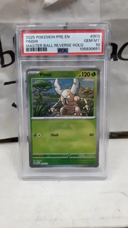 2025 PINSIR MASTER BALL REVERSE HOLO PRISMATIC EVOLUTIONS POKEMON PSA 10 #003 - Image 2