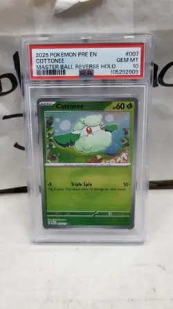 2025 COTTONEE MASTER BALL REVERSE HOLO PRISMATIC EVOLUTIONS POKEMON PSA 10 #007 - Image 2