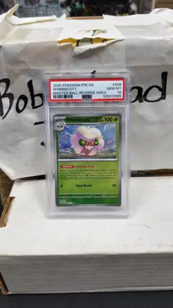 2025 WHIMSICOTT MASTER BALL REVERSE HOLO PRISMATIC EVOLUTIONS POKEMON PSA 10 #8 - Image 1