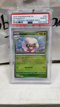 2025 WHIMSICOTT MASTER BALL REVERSE HOLO PRISMATIC EVOLUTIONS POKEMON PSA 10 #8 - Image 2