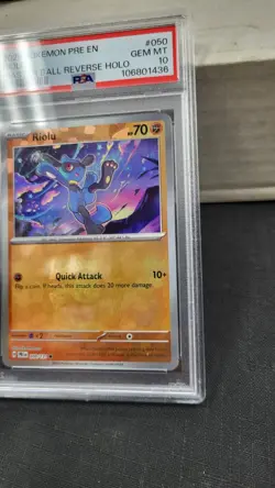 2025 RIOLU MASTER BALL REVERSE HOLO PRISMATIC EVOLUTIONS POKEMON PSA 10 #050 - Image 3