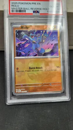 2025 RIOLU MASTER BALL REVERSE HOLO PRISMATIC EVOLUTIONS POKEMON PSA 10 #050 - Image 4